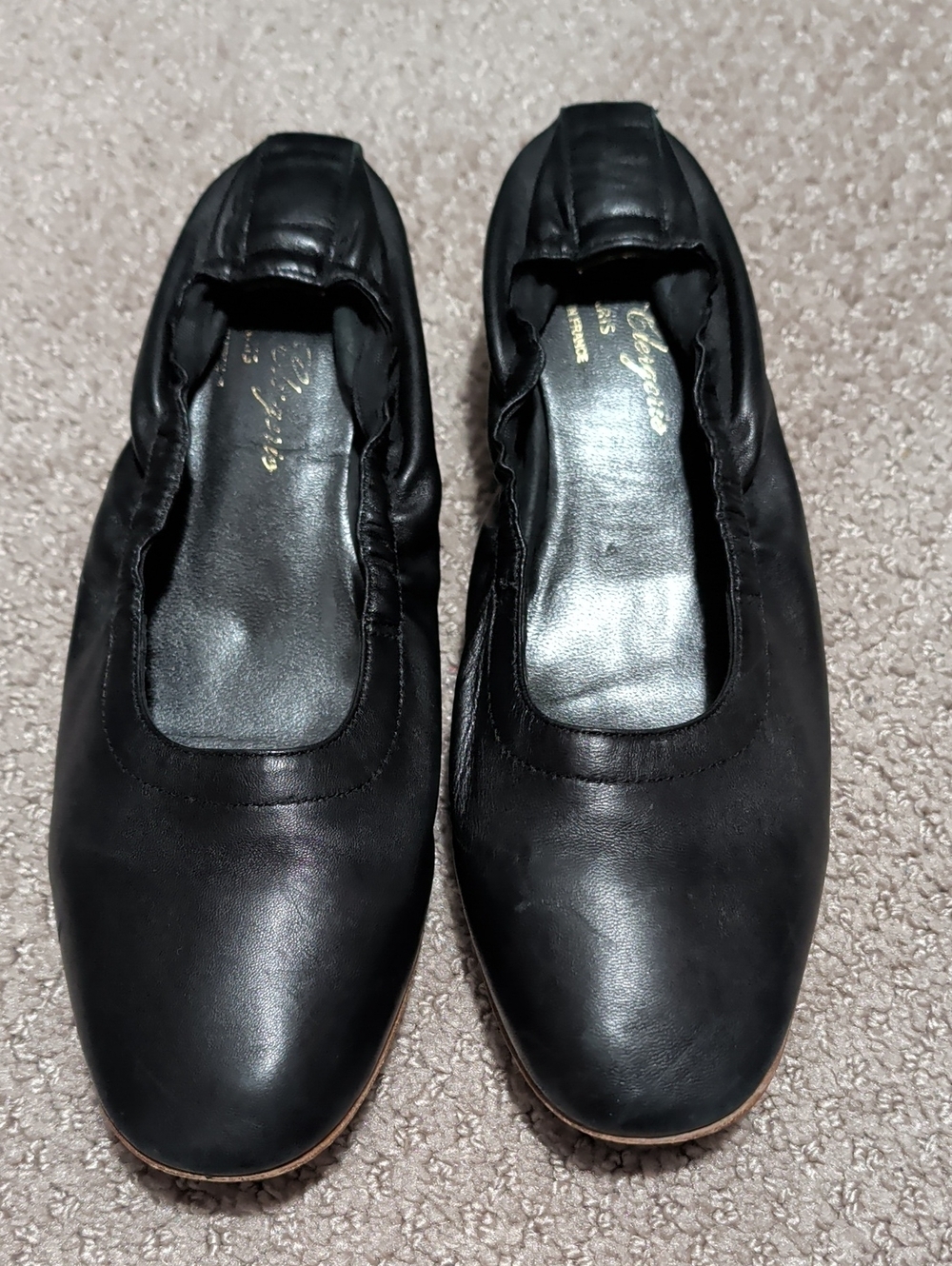 Robert Clergerie Black Leather Ballet  Heels 8.5